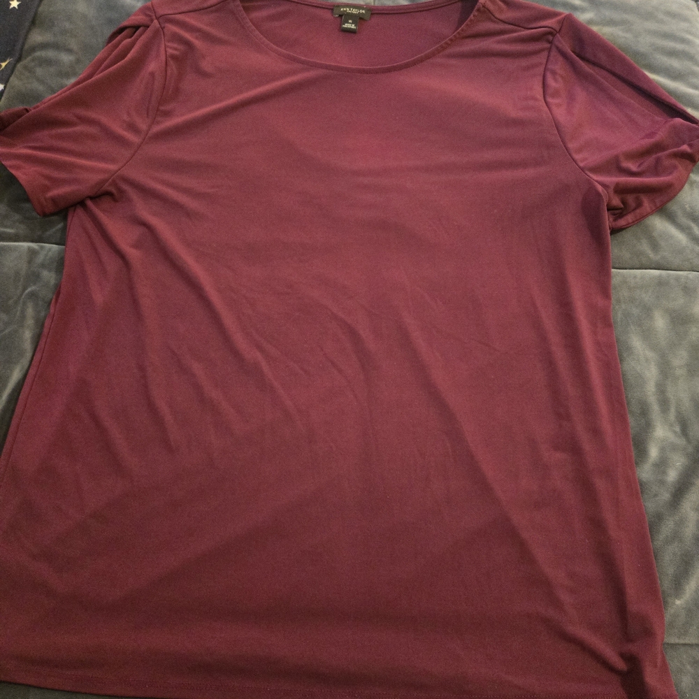 Ann Taylor Burgundy Short Sleeve Tee